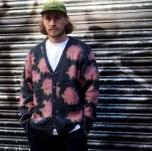 Obey Rare Crackle Cardigan  Eclectic Grandpa Casual Fuzzy Mohair w Front Pockets